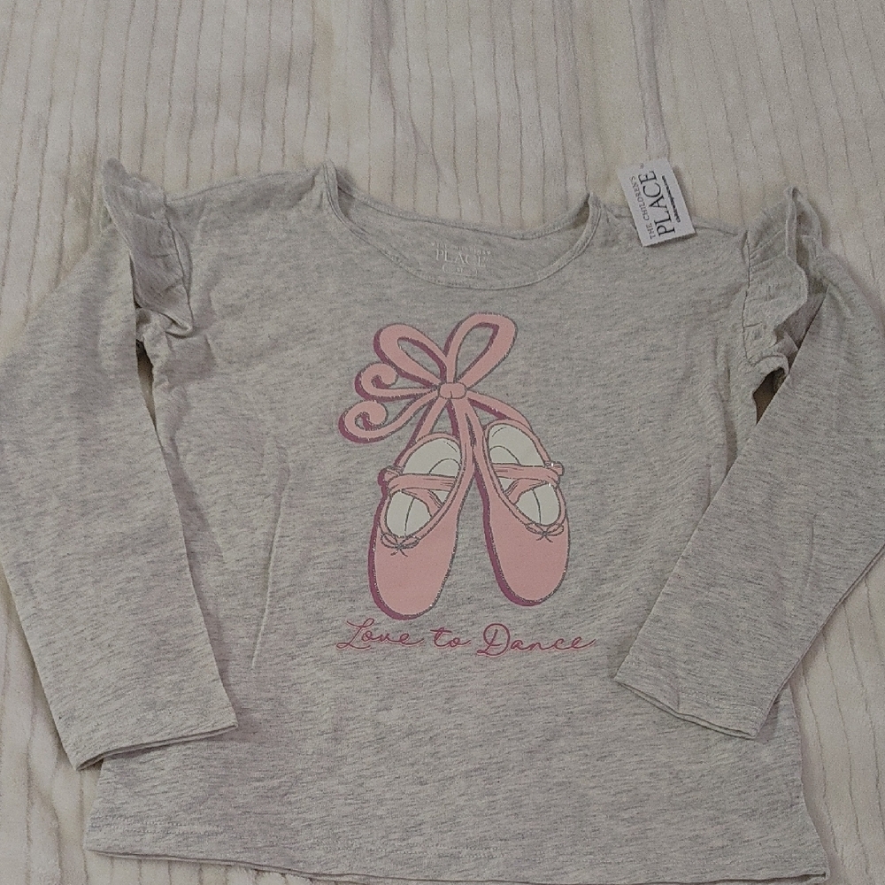 The Children's Place Gray Shirt with Pink Ballet Design